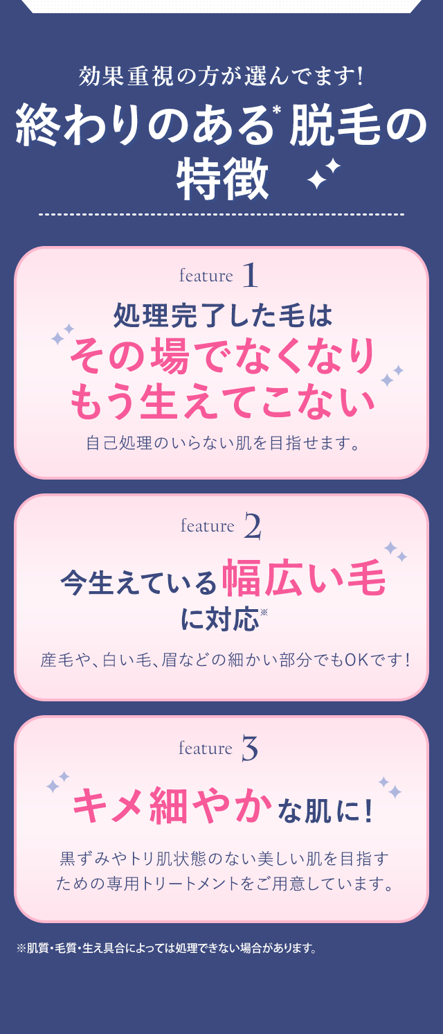 終わりのある脱毛の特徴
