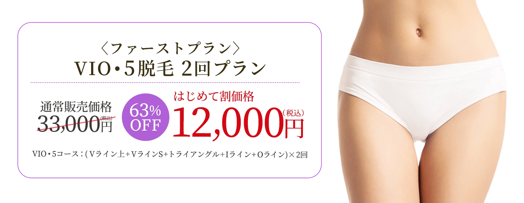 VIO・5脱毛 2回プラン