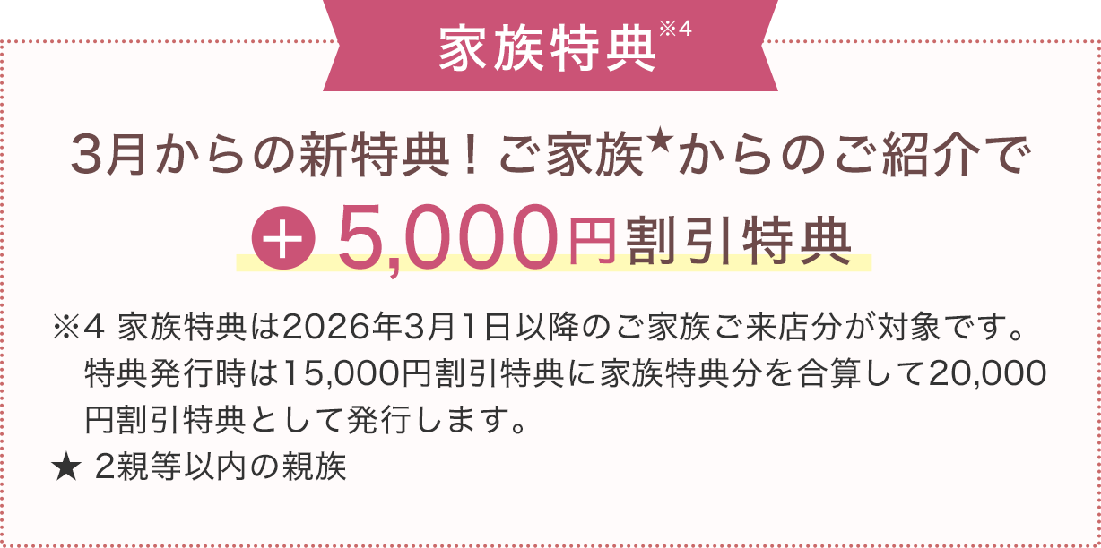 家族特典で+5,000円割引特典