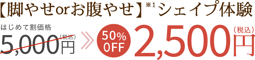 脚やせorおなか痩せシェイプ体験が2,500円